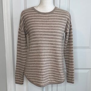 Philosophy Taupe Cream Striped Cashmere Sweater Small Beige Neutral Spring Soft